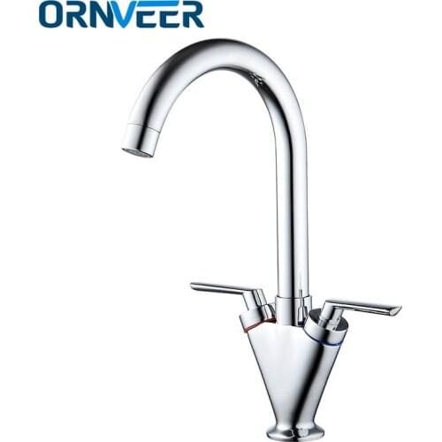 High Quality Guarantee!Double Handle Kitchen Sink Faucet Chrome Kitchen Taps Drinking Water Faucet