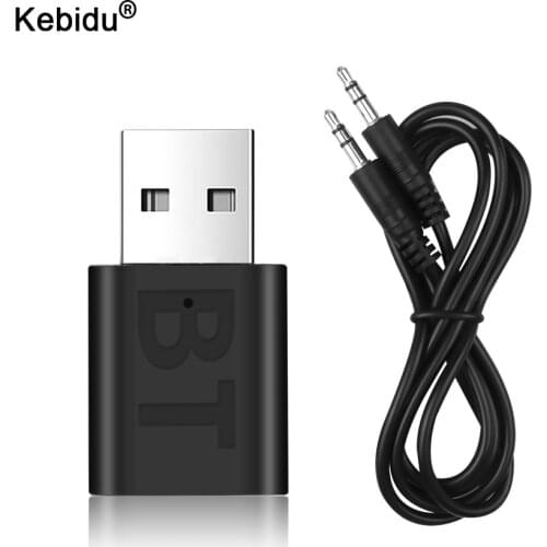 Kebidu USB 2 IN 1 Stereo Wireless Audio Adapter Bluetooth 5.0 Receiver Transmitter With 3.5MM AUX Audio Cable For Home TV PC Car