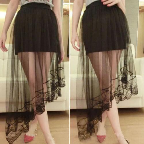 Summer Women Lace Tulle Long Dress Princess Girls Ballet Tutu Dance Beach Skirt