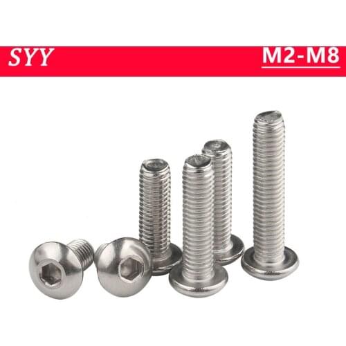 M2 M2.5 M3 M4 M5 M6 M8 ISO7380 304 Stainless Steel Round Head Screws Mushroom Hexagon Hex Socket Button Head Screw Bolt