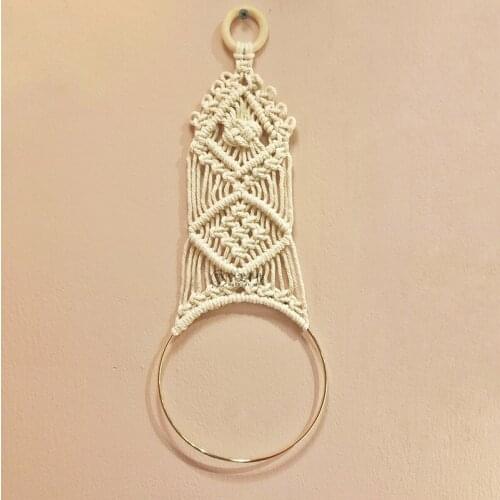 Macrame Hand-woven Towel Rings Toilet Paper Towel Holder Chic Cotton Rope Metal Ring Home Boho Batroom Towel Decor Customized