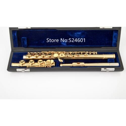 MARGEWATE C Tune Flute 17 Keys Open Holes Gold Plated Professional Musical Instrument With Case Free Shipping