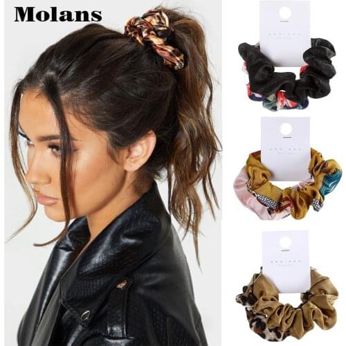 Molans 2PCS/Set Leopard Printed Scrunchies Fabric Hair Ring 2020 New Striped Elastic Hair Bands for Woman Hair Accessories