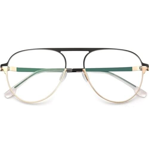 Men Classic 80s Round pilot Eyeglass Frame Men Stainless Steel light metal glasses frames fashion aviation eyeglasses frames