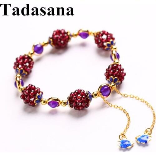 Red Garnet Ball Bracelet Set Natural Stone Bracelet Friendship Chalcedony Tianhe Stone Armband Accessory Wholesale