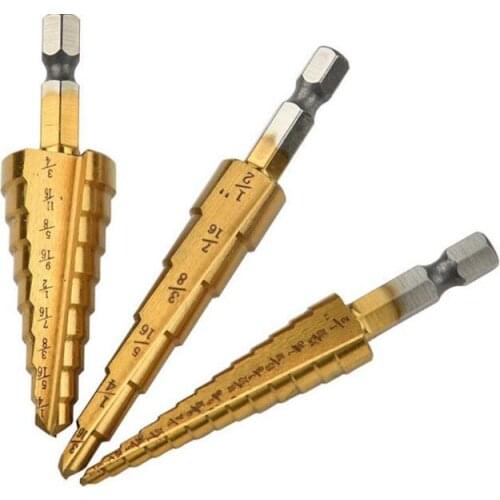 50 Set 3pc Quick-change Hex Shank larger Titanium Coated Step Drill Bit Set M2 Tool #3964521