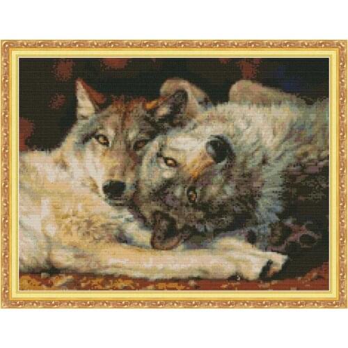 Wolf animals counted printed on the canvas 11CT 14CT DIY kit Chinese Cross Stitch embroidery needlework Sets home decor