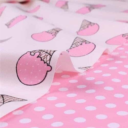 New Printed Pink Knitted Cotton Fabric Meter Half Ice Cream Baby Fabrics Cartoon Cloth Diy Tecidos A Metro Patchwork M10-160