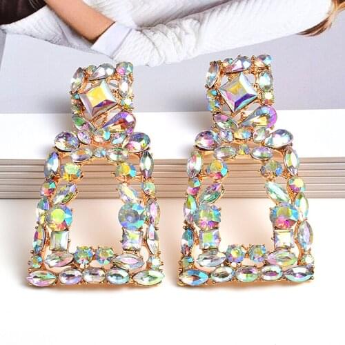 New Brand Square Crystal Earrings For Women Hot Design Geometric Statement Drop Dangle Earring Wedding Jewelry Gifts