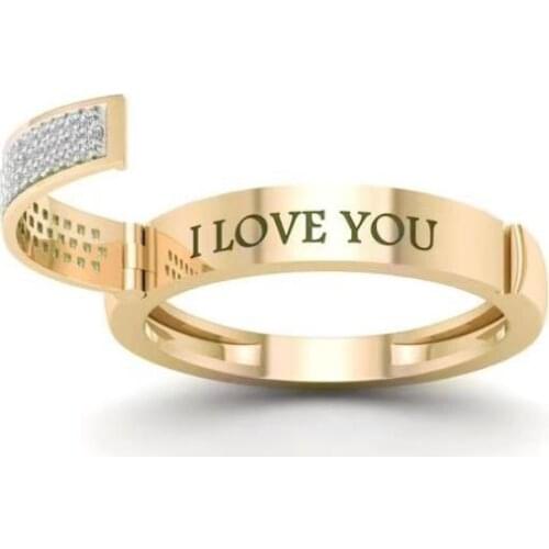 New Creative Flip Carving I Love You Ring Trend Romantic Charm Women Promise Wedding Engagement Ring Jewelry Accessories