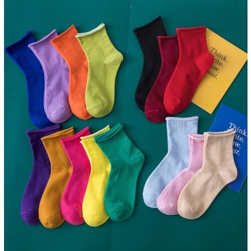Solid Color Harajuku Womens Socks autumn Casual Cotton Socks Winter In Tube Korean Purple Blue Yellow Pink Designer Christmas