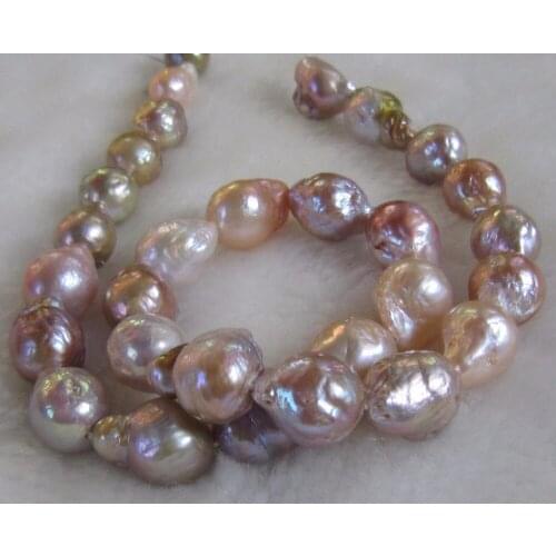Genuine 12-14mm Natural South Sea Baroque Lavender Akoya Pearl Necklace 18" women jewerly