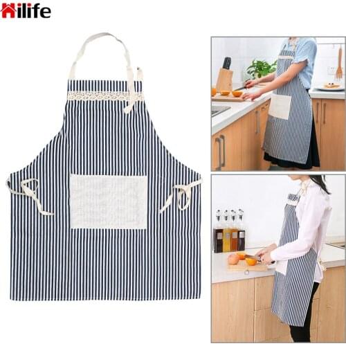 Adjustable Gadgets Household Cleaning Tools Cotton Cloth Kitchen Striped Apron For Home Restaurant Pinafore Cooking Accessories
