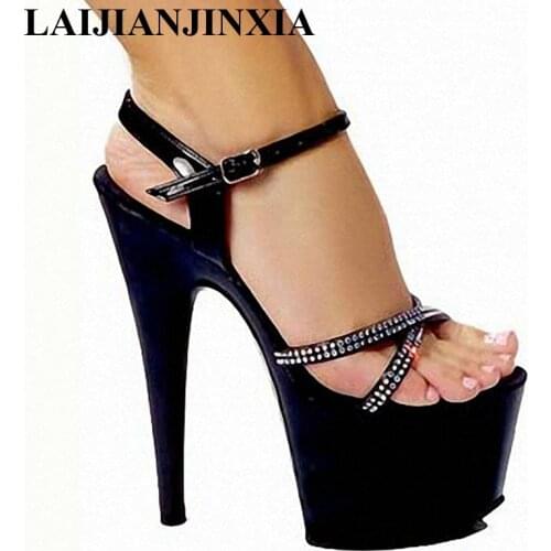 New Women shoes Sandals Steel Pipe Dance Shoes Super High Heel 17cm Peep Toe Buckle Strap Thick Soles Dance Shoes