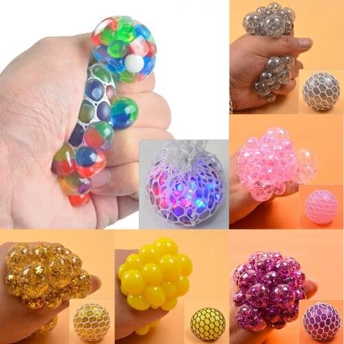Relieve Pressure Balls Stress Relief Squeeze Grape Balls Hand Fidget Toy Rainbow Novetly Squeeze Ball Mesh Squishy Balls