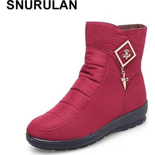 SNURULAN Winter warm plush women boots; New 2019 fashionable solid winter boots with a zipper on the side; womens shoes