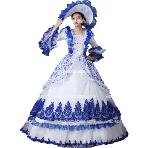 Victorian Gothic Fairy Princess Brocade Ball Gown Period Dress Reenactment Theater Clothing Costumes