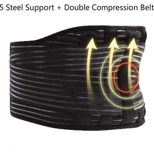Tourmaline Self Heating Waist Belt with Steel Support Double Compression Band Magnetic Therapy Back Waist Brace Lumbar Massager
