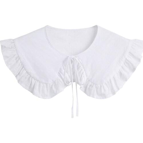 Ruffle Brim False Collar White Fake Shirt Collar Tether Closure Lolita Outfit Accessories for Spring Summer U4LE