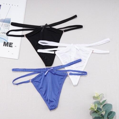 High Qulity Sexy Women G-String Ice Silk Panties Lingerie Low-Rise Hollow Soft T-back Breathable Thongs Comfort Female Underwear