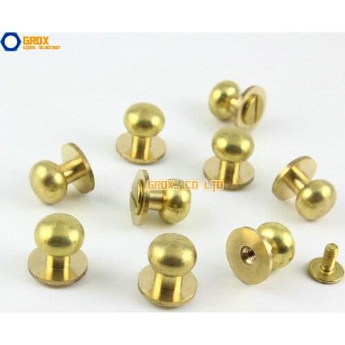 20Pcs 10mm Round Head Solid Brass Rivet Chicago Screw for Leather Craft