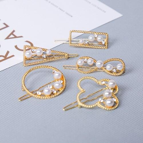 1 pc Fashion Women Metal Pearl Rhinestone Hair Clip Hair Accessories Hairpins Girls Barrette drop shipping