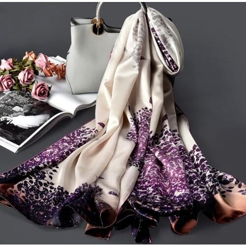 Ladies 100% Hangzhou Pure Silk Scarf Brand 2020 Printed Shawls and Wraps for Women Neckerchief Real Silk Scarves Foulard Femme
