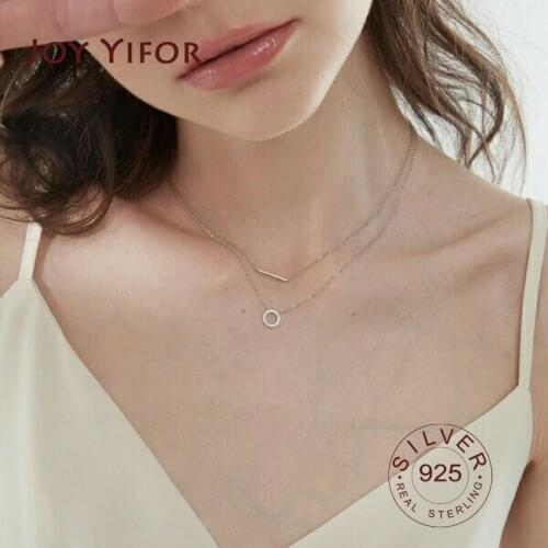 100% 925 Sterling Silver Necklace For Women double layered CZ Necklace Bohemian Long Chain Necklaces Statement fine Jewelry