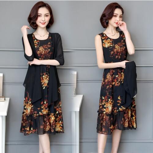 Boollili Vestido Summer Dress 2020 Chiffon Dress Elegant Two Piece Ladies Dresses Large Sizes Robe Femme Abiti Donna