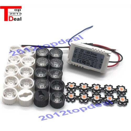10pcs 3w full spectrum led 380-840nm +1pcs 6-10x3w 600mA led driver+10pcs led lens led kit