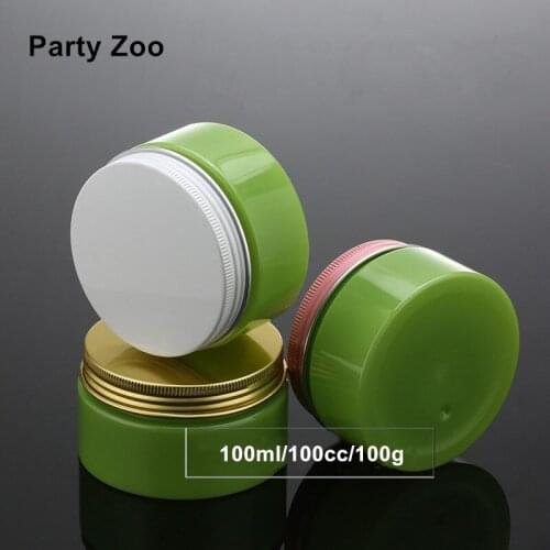 144 X 100ml New Green Cosmetic Cream Storage Jar with White/Pink/Gold Metal Screw Lid Upscale Aloe Gel Pot Can Wholesale