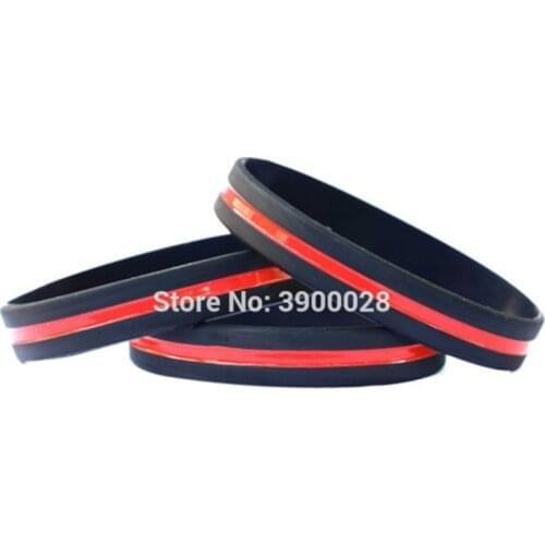300pcs Thin Red line silicone wristband bracelet free shipping by DHL