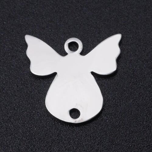 5pcs/lot 100% Stainless Steel Angel Connector Charms Wholesale Accept OEM Order Bracelets Pendants Never Tarnish