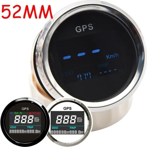 52mm Digital GPS Speedometer LCD Speed Gauge Odometer KMH MPH Adjustable Mileage Trip Counter For Auto Motorcycle Boat 12V 24V