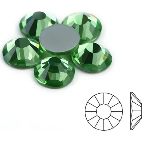AAAAA Top Quality Super Bling SS4~SS30 Peridot Color Hot Fix Stone Beads Flatback Iron On Hotfix Strass Rhinestone