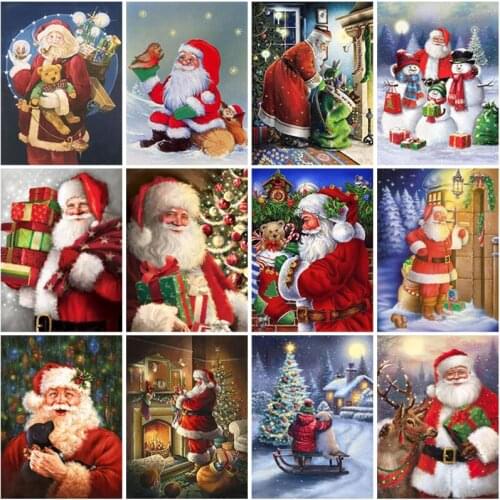 DIY Santa Claus 5D Diamond Painting Cross Stitch Christmas Gift Portrait Full Square Drill Home Decor Mosaic Embroidery Wall Art