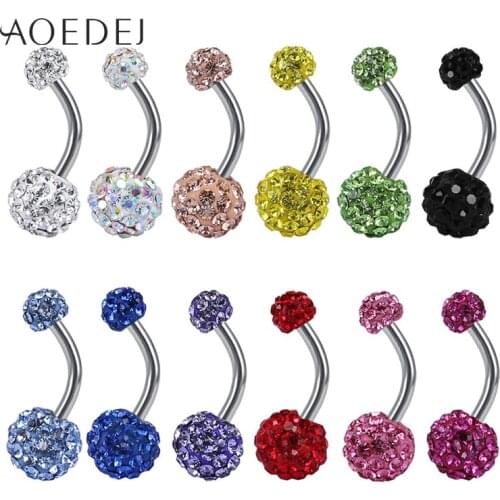 AOEDEJ Belly Button Rings Punk Hip Hop Trendy Navel Piercing Multi Crystal Shiny Gem Navel Surgical Steel Body piercing Jewelry