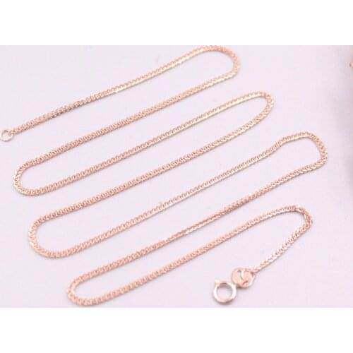 Free Shipping Real 18K Rose Gold Necklace Women Luck Wheat Foxtail Chain Necklace 19.6inch 1mmW 2.8-3.2g
