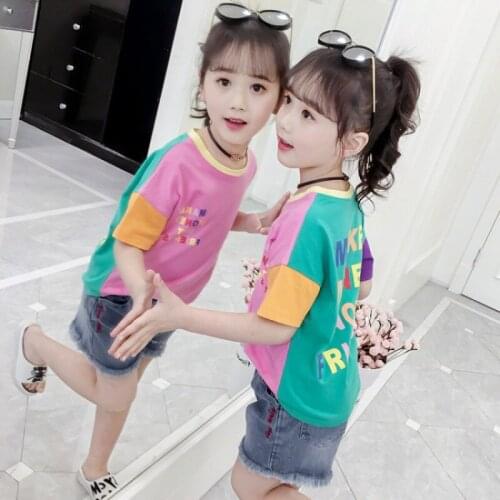 2021 New Children Summer Clothes Baby Girl Shirt + Denim Shorts Two Piece Set Vetement Enfant Fille