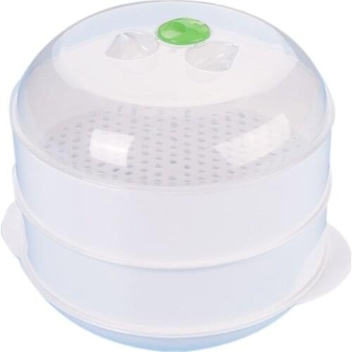 Double plastic steamer microwave oven round steamer