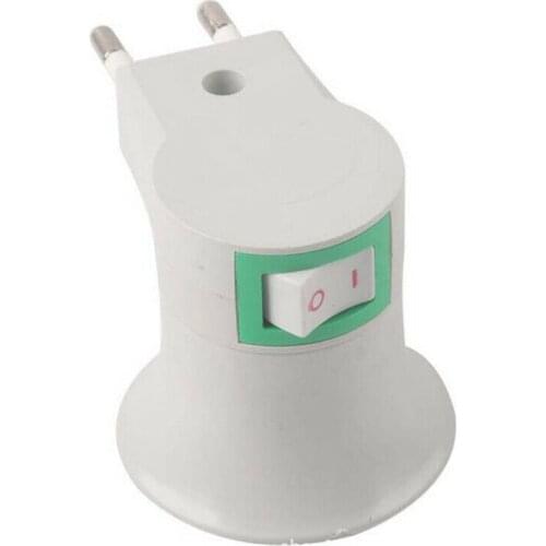 E27 LED Socket To EU Plug Adapter Light Bulb Lamp Holder Button Onoff Control