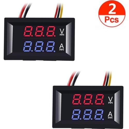 2pcs 0.28" LED Voltmeter Ammeter Digital Multimeter Display Voltage Current Tester DC 0-100V 10A Detector Voltage Current Meter
