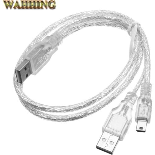 USB male to USB Male Power Cable + Mini USB Male 5pin Host OTG Cable Data Power Splitter Cable for Mobile HDD Hard Drive HY315