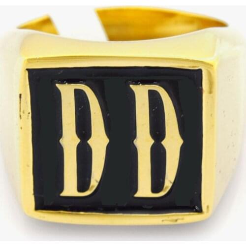 FANSSTEEL Stainless Steel Jewelry Custom Make Golden 2 Letters Initials Alphabets Numbers Name Ring Personalized Customized gift