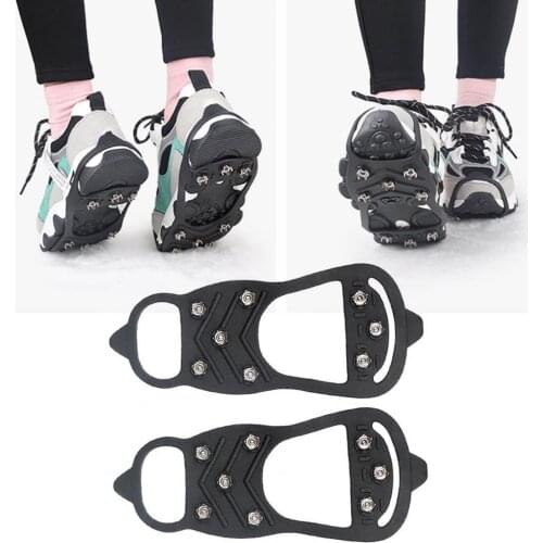 2Pcs 8-tooth Ice Snow Ice Studs Grip Spikes Walk Riding Bike Cleat Crampons Shoe Cover Non Slip Shoes Outdoor Winter Shoes Cover
