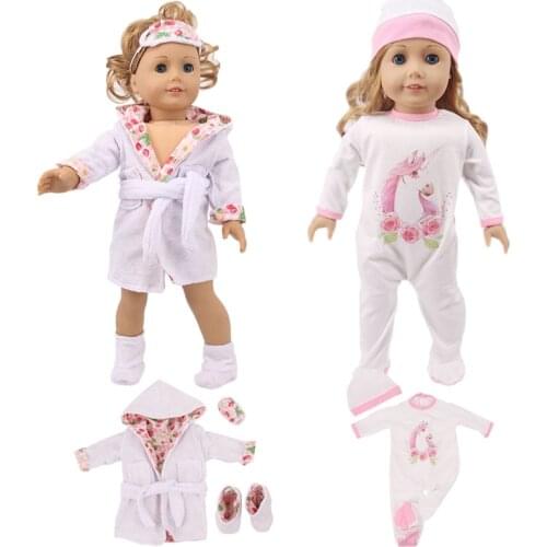 Doll Unicorn Cute Pajamas,Sleeping Bag Fit 18 Inch American&43 Cm Born Baby Doll Clothes Accessories Generation Girls Toy Gift