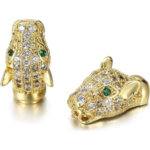 Hot DIY Creative CZ leopard head four-color bracelet separated beads jewelry accessories Men DIY Bracelet Accessories