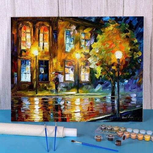 London Windows Paint By Numbers Package Acrylic Paints 40*50 Painting On Canvas Wall Decoration Children Drawing