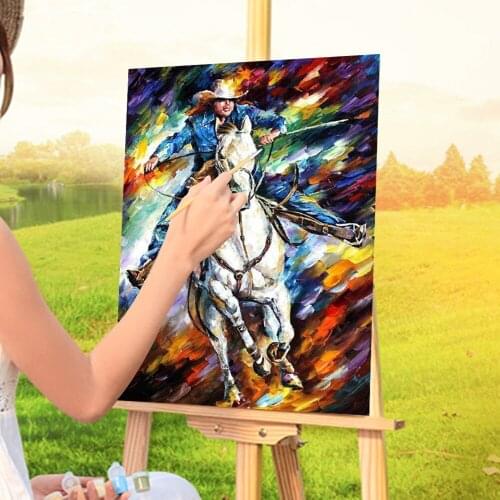 Oil Painting Style Rider DIY Paint By Numbers Complete Kit Acrylic Paints 50*70 Canvas Pictures Handmade Crafts For Wholesale