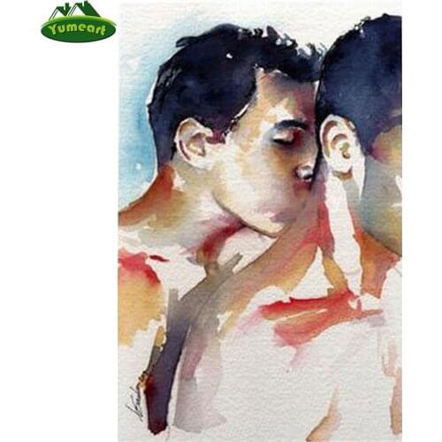 Mozaika Puzzles 5d Diy Diamond Embroidery Rhinestones Mosaic Kits,Gay Man Kiss Lovers Diamond Painting Cross Stitch Art Pictures